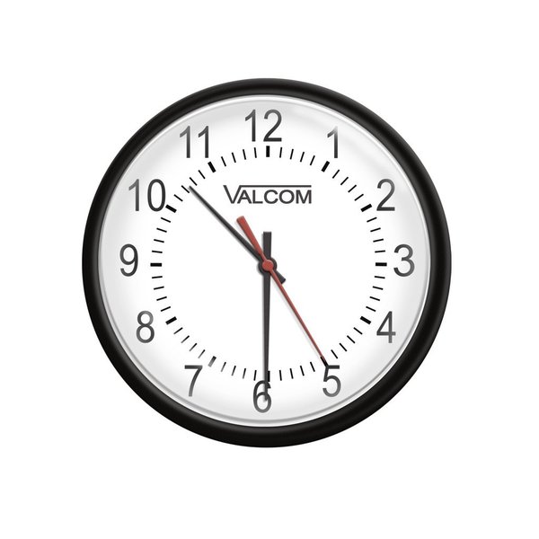 Valcom 12Round Clock, Black, Surface Mount, 24V V-A2412B